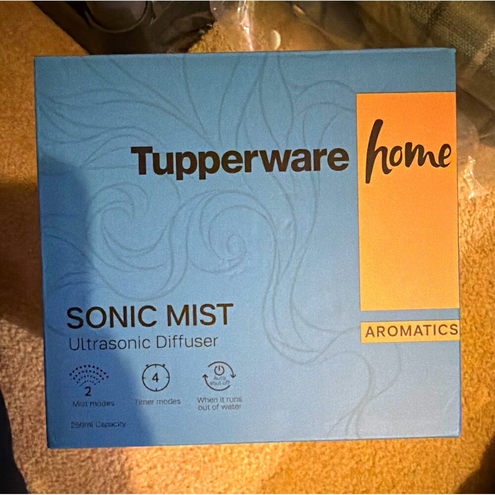 Tupperware Home Sonic Mist 250ml Ultrasonic Diffuser +2 Oils Happy/Spring